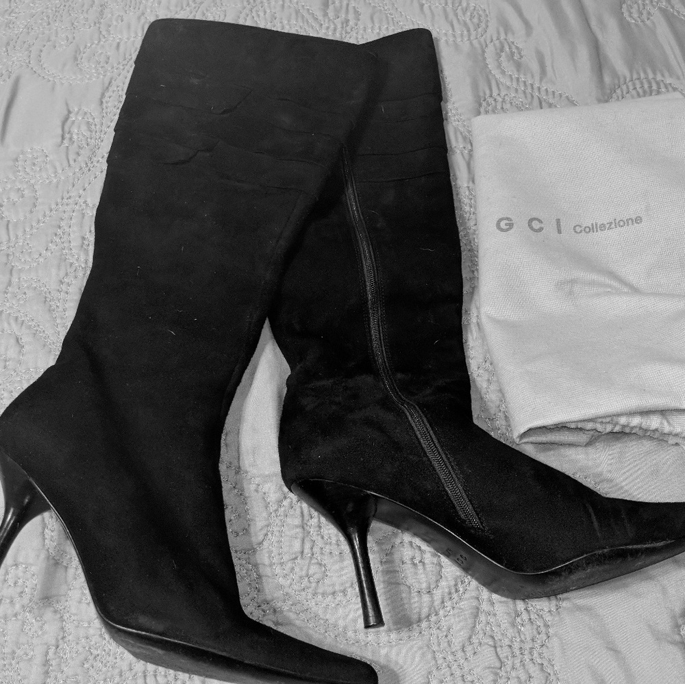 GCI stiletto black suede boots